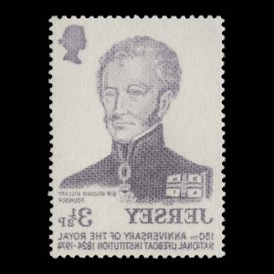 Jersey 1974 (Variety) 3½p RNLI Anniversary with blackish violet offset ✔️