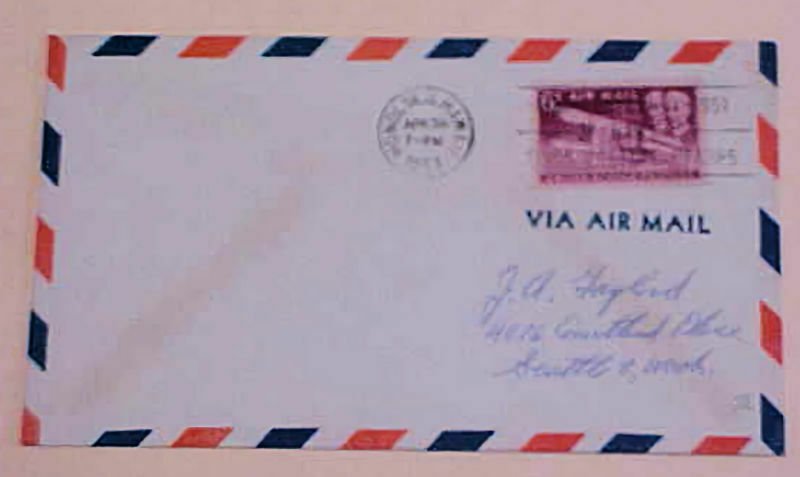 US  HAWAII  WAKE B/S FLIGHT 1951 FROM HAWAII