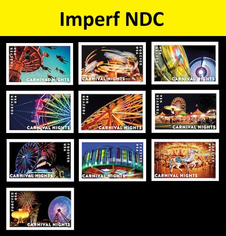 US 5855a-5864a Carnival Nights imperf NDC set 10 MNH 2024 after Jun 15