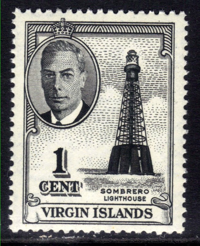 British Virgin Islands 1952 KGV1 1ct Black Lighthouse Umm SG 136 ( H551 )