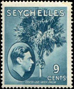 Seychelles SC# 131a Coco-de-Mere Palm 9c  Chalky Paper MH