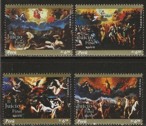 Peru 2008, Scott 1634-1637, Judgement Day Paintings, Lima Cathedral