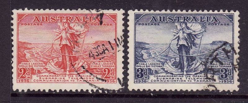 Australia-Sc#157-8-used set-Cables joined-1936-