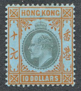 HONG KONG 85 MINT LH $10 KING EDWARD, WMK CA