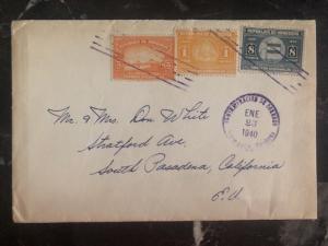 1940 Tegucigalpa Honduras cover To Pasadena Ca USA Wax Seal