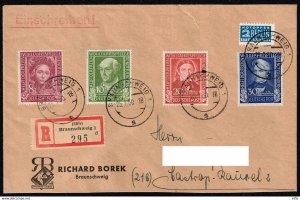 Germany 1949, Sc.# B310 - 313 on cover to Castrop-Rauxel