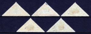 LIBERIA — SCOTT F20-F24 —1921 VIPER TRIANGLE REGISTRATION SET — USED —SCV $17.50