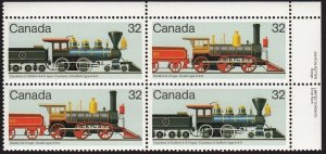 LOCOMOTIVE HISTORY (1860-1905) = Canada 1984 #1037a UR Block of 4 MNH