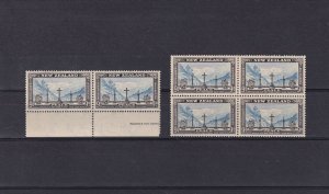 SA26e New Zealand 1946 Peace- Memorial, mint block and pair