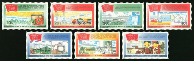 Mongolia 1983 MNH Stamps Scott 1325-1331 Agriculture Industry Science Party