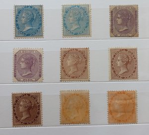 1865 India Rare Queen Victoria Lot Mint/LH/F/VF No WMK SG#54-62