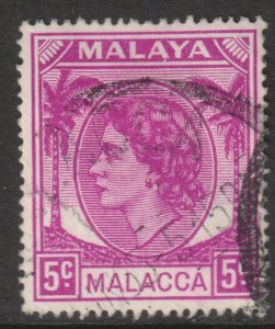 Malaya Malacca Scott 32 - SG26, 1954 Elizabeth II 5c used