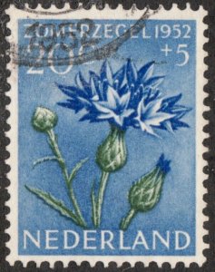 1952 Netherlands Sc #B242 Cornflower - Used semi-postal stamp Cv$8