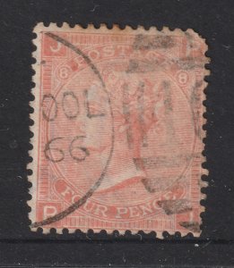 Great Britain a used 4d orange plate 8