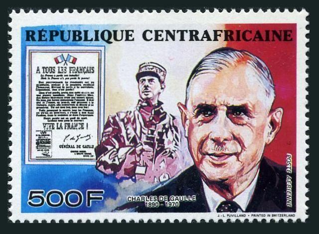 Central Africa C348,MNH. President Charles de Gaulle,1990.