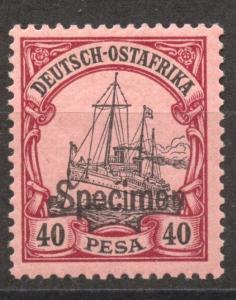 SPECIMEN Overprint on German East Africa 40 Pesa Yacht, MNH 