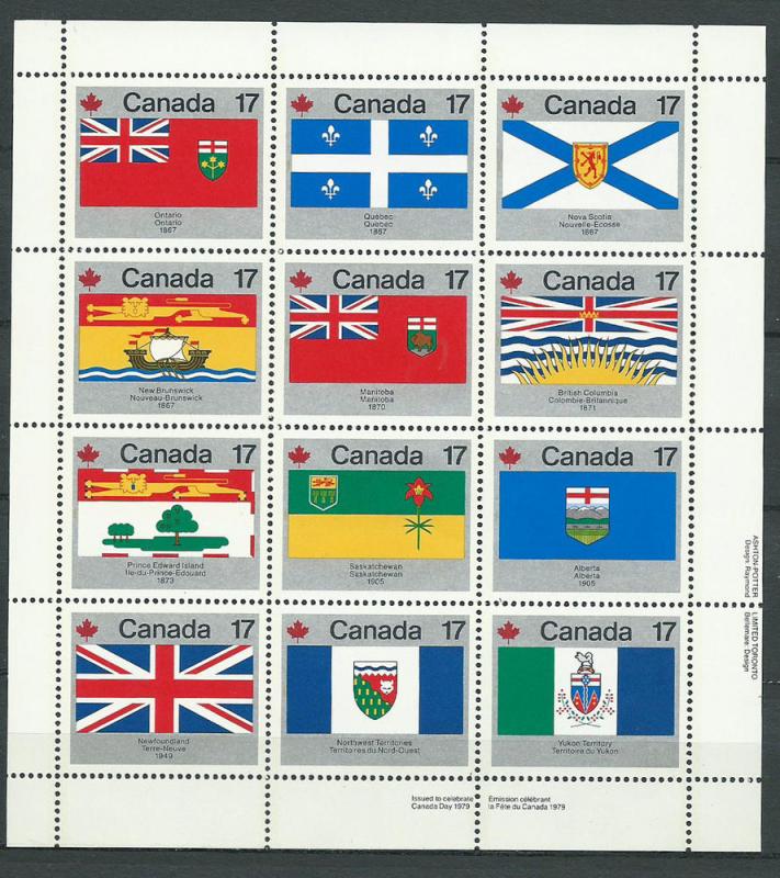 Canada SG 944ab MUH sheetlet 9 stamps have small remnants...