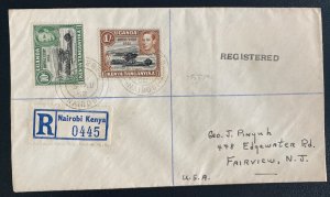 1952 Nairobi Kenya British KUT Registered cover to Fairview NJ USA Royal Visit