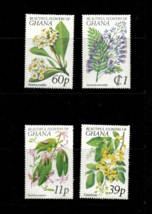 Ghana 1978 - Beautiful Flowers of Ghana - Set of 4 Stamps - Scott #674-7 - MNH
