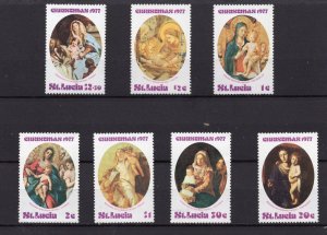 SAINT LUCIA 1977 CHRISTMAS PAINTINGS SET OF 7 STAMPS MNH