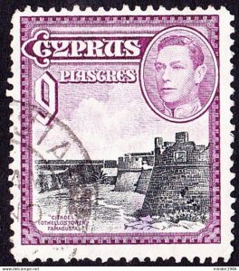 CYPRUS 1938 KGVI 9p Black & Purple SG159 Used