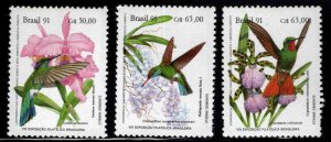 Brazil Scott  2335-2337  MNH** Hummingbird Flowerl stamp set