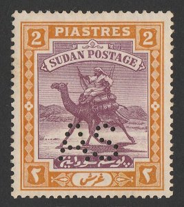 BRITISH SUDAN 1913 'AS' Perf Camel Postman 2Pi purple & orange-yellow.