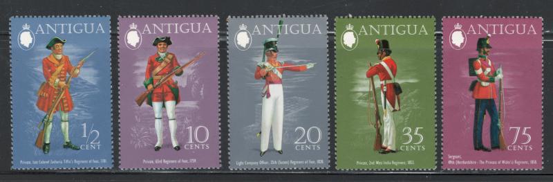 Antigua 1973 Military Uniforms Scott # 307 - 311 MNH