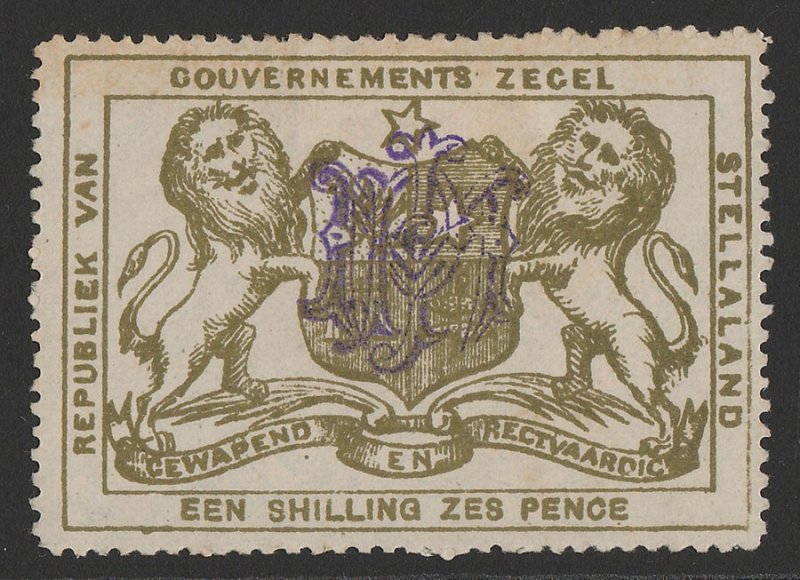 BECHUANALAND Stellaland 1886 Arms Revenue 1/6 olive-green, monogram h/s.