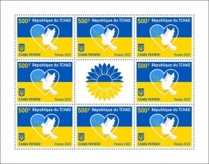 CHAD - 2022 - Peace for Ukraine - Perf 8v Sheet - Mint Never Hinged