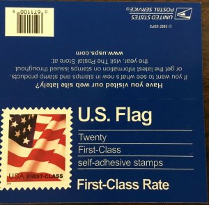 3623     USA, Flag    MNH (37Â¢) Self-adhesive Pane of 20.  Issued in 2002.