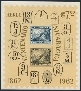 Nicaragua C509, MNH. Mi Bl.58. Nicaragua postage stamps-100, 1962. Mountain peak