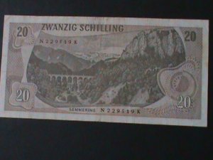 ​AUSTRIA-1967-AUSTIRAN NATIONAL BANK-$20 SCHILLING-LT.-CIRCULATED NOTE VF