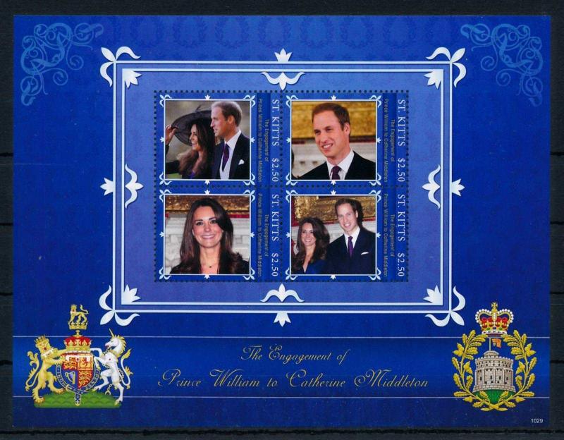 [76533] St. Kitts 2011 Royal Engagement Prince William & Kate Sheet MNH