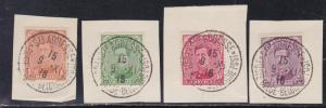 Belgium # 108, 111, 112 & 114, King Albert 1,  with Socked-on-nose Cancel