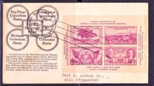 1936 TIPEX  Sc 778-28 Souvenir Sheet  FDC   fa