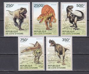 Ivory Coast. 2014 issue. Dinosaurs issue.