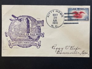1938 NAMW National Air Mail Week Kitty Hawk, NC