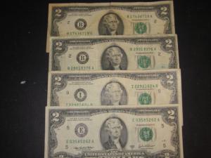 four   2 dollar bills