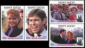 Saint Lucia 839-840, MNH, Royal Wedding of Prince Andrew and Sarah Ferguson