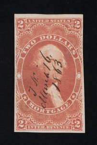 EXCELLENT GENUINE SCOTT #R82a F-VF 1862-71 RED 1ST ISSUE MORTGAGE IMPERFORATE