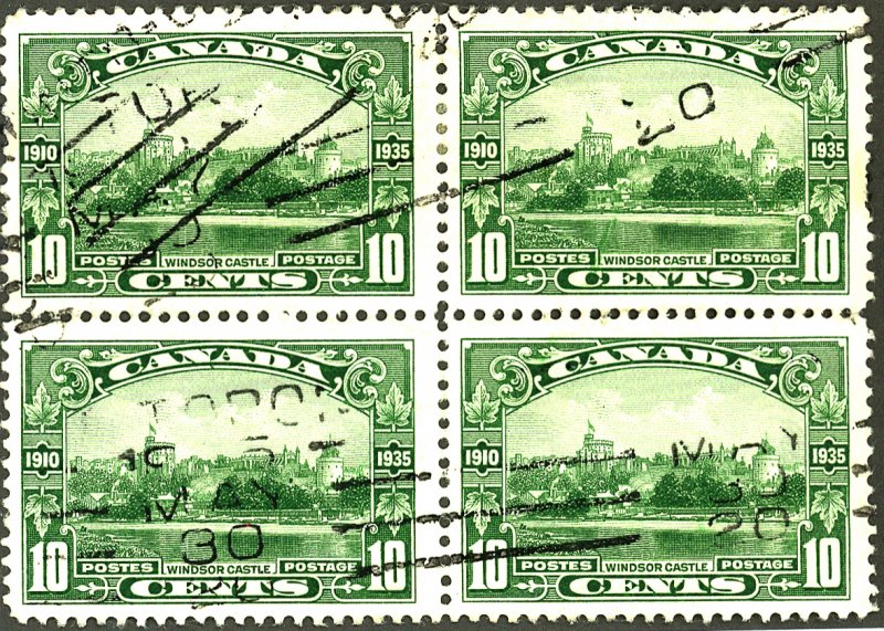 CANADA #215 USED BLOCK OF 4