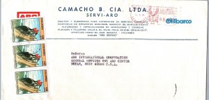 COMMERCIAL COVER COLOMBIA TO USA COMPANY CORNER CARD 1970s-1980s + STAMPS Y112