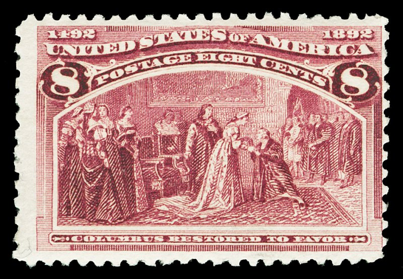 Scott 236 8c Magenta Columbian Mint Fine Disturbed OG Cat $47.50