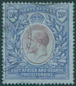 East Africa & Uganda 1918 20r purple & blue on blue SG60 used