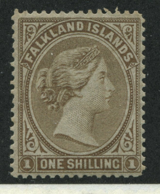 Falkland Islands QV 1885 1/ bister brown mint o.g. hinged