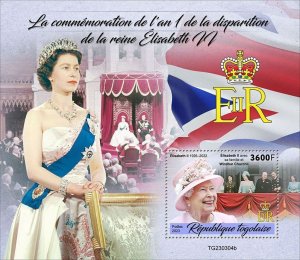 TOGO - 2023 - Q. Elizabeth II, 1st Death Anniv-Perf Souv Sheet-Mint Never Hinged