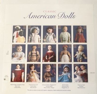 US # 3151 Classic American Dolls full pane of 15 stamps 32c 1997 Mint NH