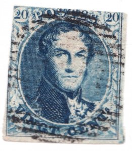 1851 Belgium Sc# 7 - 20¢ King Leopold -  Used postage stamp Cv$8