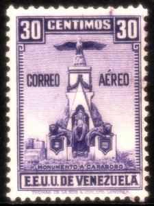 ✔️  VENEZUELA 1938 - CARABOBO MONUMENTS - AIR MAIL - SC. C128 (o)
